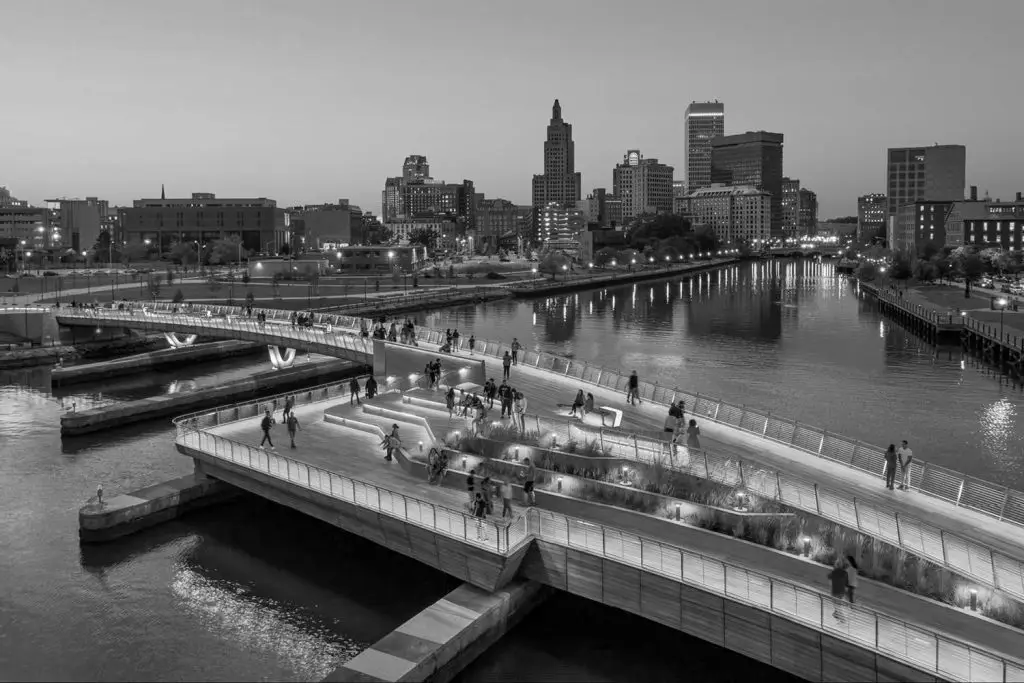 View of Providence, RI overlooking the Pedestrian Bridge